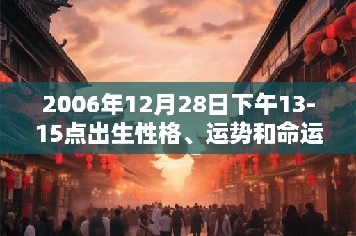 2006年12月28日下午13-15点出生性格、运势和命运 2006年12月28日下午13-15点出生性格、运势和命运
