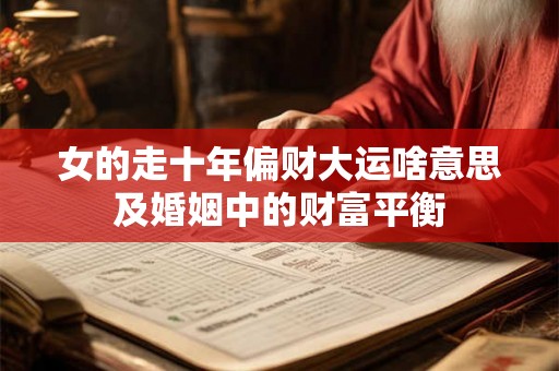 女的走十年偏财大运啥意思及婚姻中的财富平衡 女的走十年偏财大运啥意思及婚姻中的财富平衡