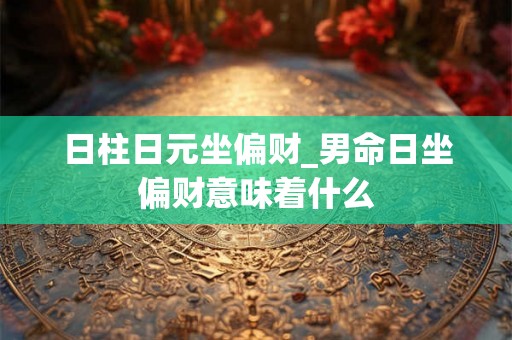 日柱日元坐偏财_男命日坐偏财意味着什么