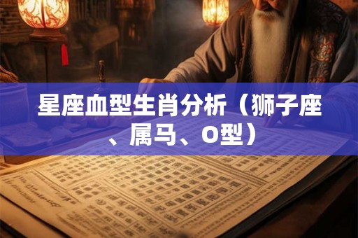 星座血型生肖分析（狮子座、属马、O型）