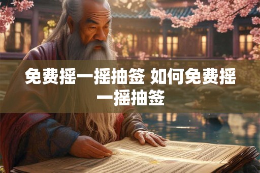 免费摇一摇抽签 如何免费摇一摇抽签 免费摇一摇抽签 如何免费摇一摇抽签