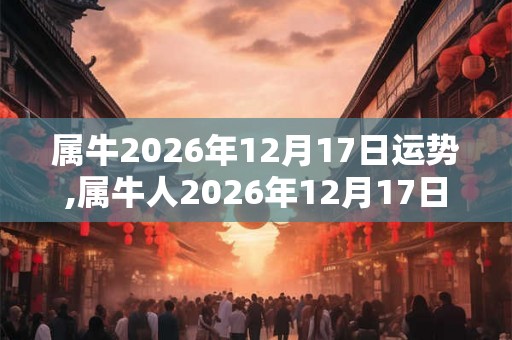 属牛2026年12月17日运势,属牛人2026年12月17日财运,生肖牛2026年12月17日运势