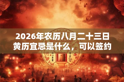 2026年农历八月二十三日黄历宜忌是什么，可以签约吗？