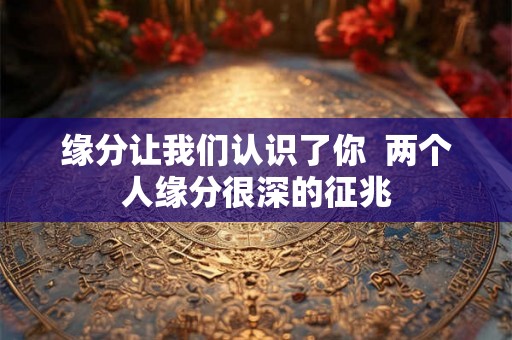 缘分让我们认识了你  两个人缘分很深的征兆