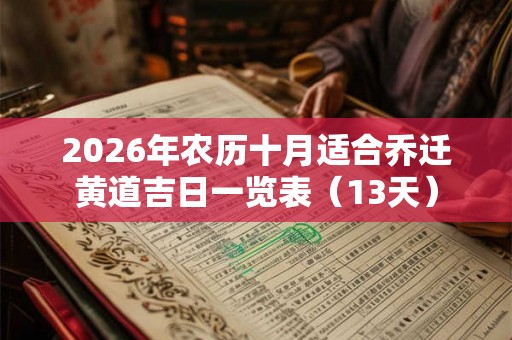 2026年农历十月适合乔迁黄道吉日一览表（13天）