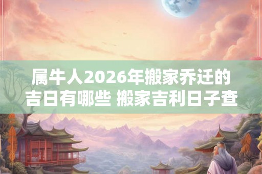属牛人2026年搬家乔迁的吉日有哪些 搬家吉利日子查询