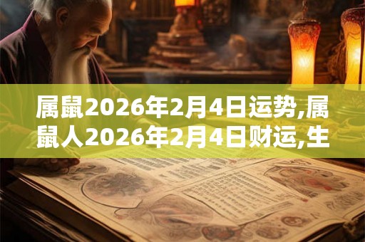 属鼠2026年2月4日运势,属鼠人2026年2月4日财运,生肖鼠2026年2月4日运势 属鼠2026年2月4日运势,属鼠人2026年2月4日财运,生肖鼠2026年2月4日运势