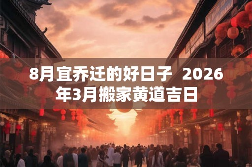 8月宜乔迁的好日子  2026年3月搬家黄道吉日