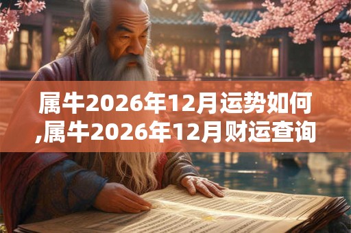 属牛2026年12月运势如何,属牛2026年12月财运查询