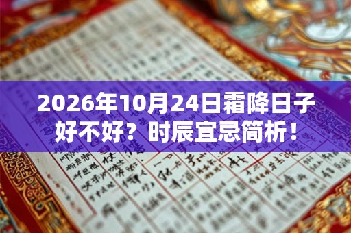 2026年10月24日霜降日子好不好？时辰宜忌简析！