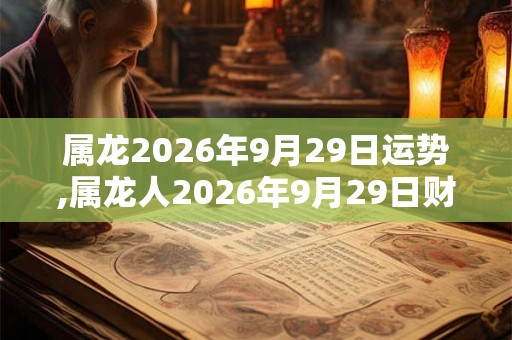 属龙2026年9月29日运势,属龙人2026年9月29日财运,生肖龙2026年9月29日运势