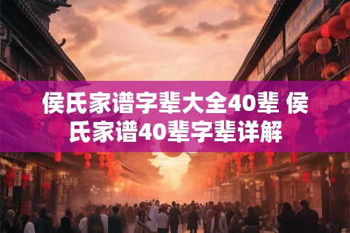 侯氏家谱字辈大全40辈 侯氏家谱40辈字辈详解 侯氏家谱字辈大全40辈 侯氏家谱40辈字辈详解