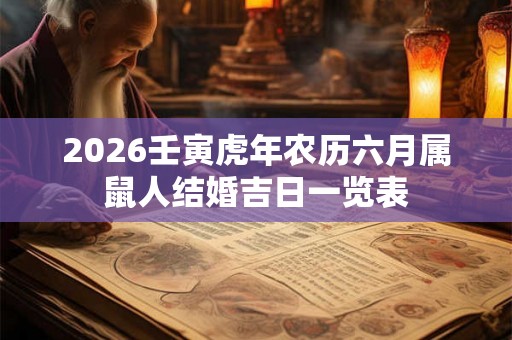 2026壬寅虎年农历六月属鼠人结婚吉日一览表