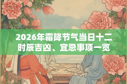 2026年霜降节气当日十二时辰吉凶、宜忌事项一览