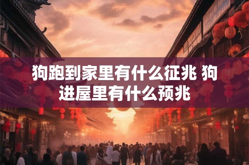 狗跑到家里有什么征兆 狗进屋里有什么预兆