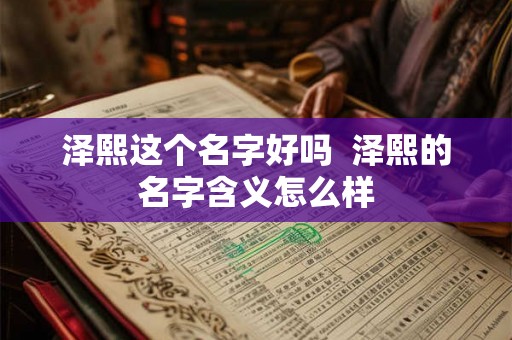 泽熙这个名字好吗  泽熙的名字含义怎么样