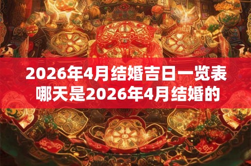 2026年4月结婚吉日一览表 哪天是2026年4月结婚的吉日