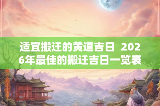 适宜搬迁的黄道吉日 2026年最佳的搬迁吉日一览表 适宜搬迁的黄道吉日 2026年最佳的搬迁吉日一览表