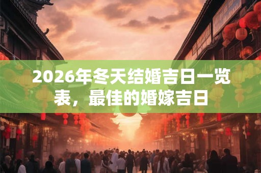 2026年冬天结婚吉日一览表，最佳的婚嫁吉日