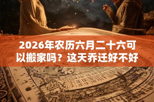 2026年农历六月二十六可以搬家吗？这天乔迁好不好？