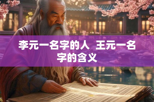 李元一名字的人  王元一名字的含义