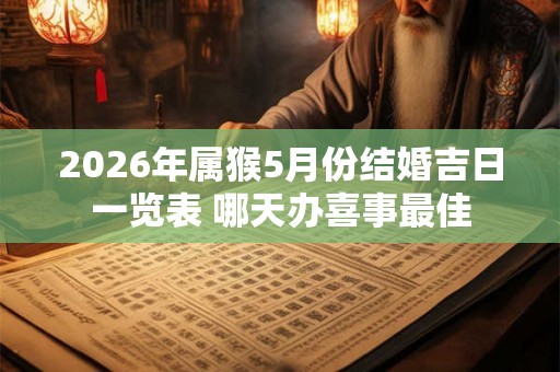 2026年属猴5月份结婚吉日一览表 哪天办喜事最佳 2026年属猴5月份结婚吉日一览表 哪天办喜事最佳