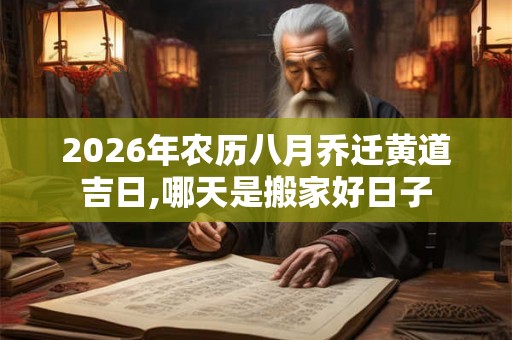 2026年农历八月乔迁黄道吉日,哪天是搬家好日子 2026年农历八月乔迁黄道吉日,哪天是搬家好日子