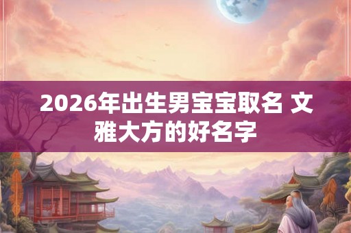 2026年出生男宝宝取名 文雅大方的好名字