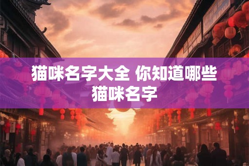 猫咪名字大全 你知道哪些猫咪名字