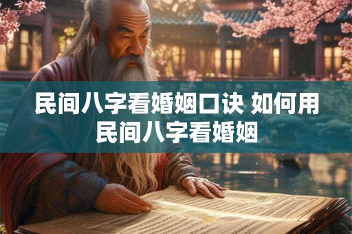 民间八字看婚姻口诀 如何用民间八字看婚姻