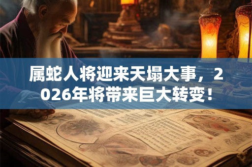 属蛇人将迎来天塌大事，2026年将带来巨大转变！