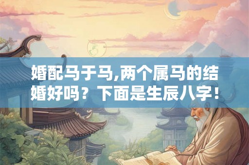 婚配马于马,两个属马的结婚好吗？下面是生辰八字！
