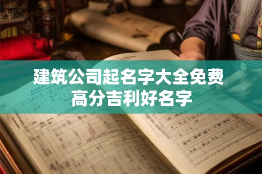 建筑公司起名字大全免费 高分吉利好名字