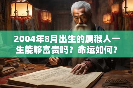 2004年8月出生的属猴人一生能够富贵吗？命运如何？