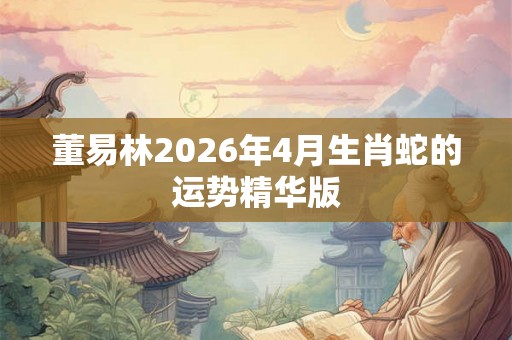 董易林2026年4月生肖蛇的运势精华版