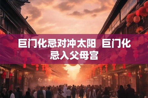 巨门化忌对冲太阳  巨门化忌入父母宫