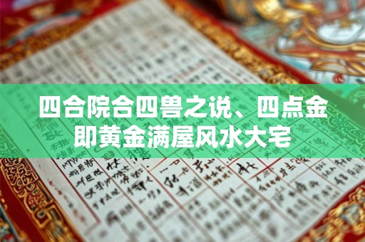四合院合四兽之说、四点金即黄金满屋风水大宅