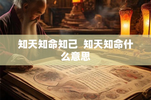 知天知命知己  知天知命什么意思