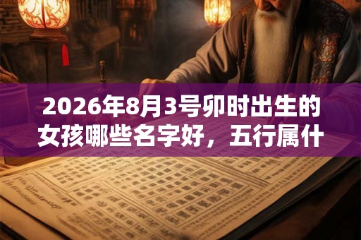 2026年8月3号卯时出生的女孩哪些名字好，五行属什么