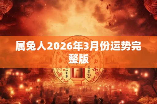 属兔人2026年3月份运势完整版