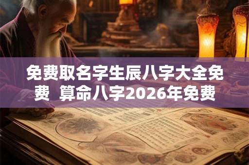 免费取名字生辰八字大全免费  算命八字2026年免费