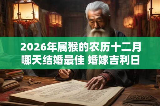 2026年属猴的农历十二月哪天结婚最佳 婚嫁吉利日