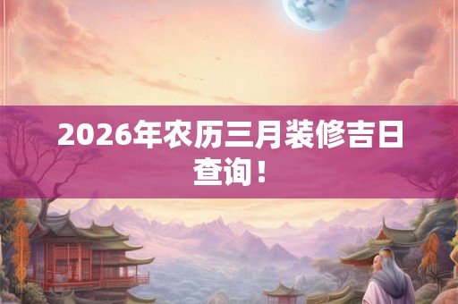 2026年农历三月装修吉日查询！