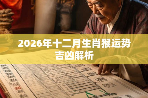 2026年十二月生肖猴运势吉凶解析