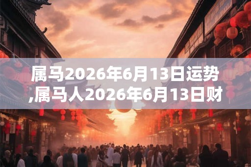 属马2026年6月13日运势,属马人2026年6月13日财运,生肖马2026年6月13日运势