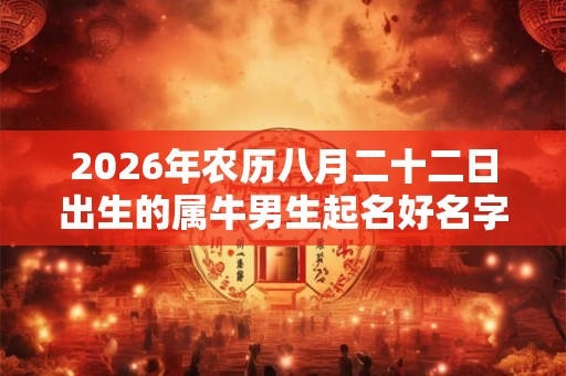 2026年农历八月二十二日出生的属牛男生起名好名字推荐