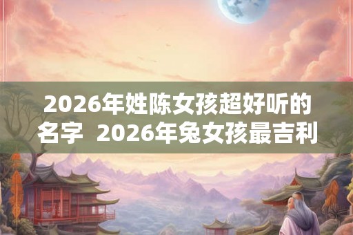 2026年姓陈女孩超好听的名字  2026年兔女孩最吉利的名字