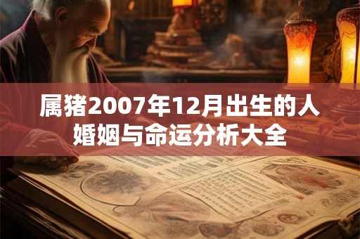 属猪2007年12月出生的人婚姻与命运分析大全 属猪2007年12月出生的人婚姻与命运分析大全