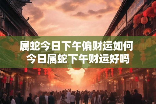 属蛇今日下午偏财运如何 今日属蛇下午财运好吗 属蛇今日下午偏财运如何 今日属蛇下午财运好吗