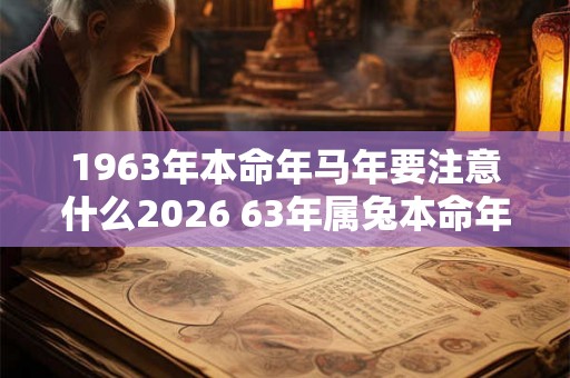 1963年本命年马年要注意什么2026 63年属兔本命年如何转运